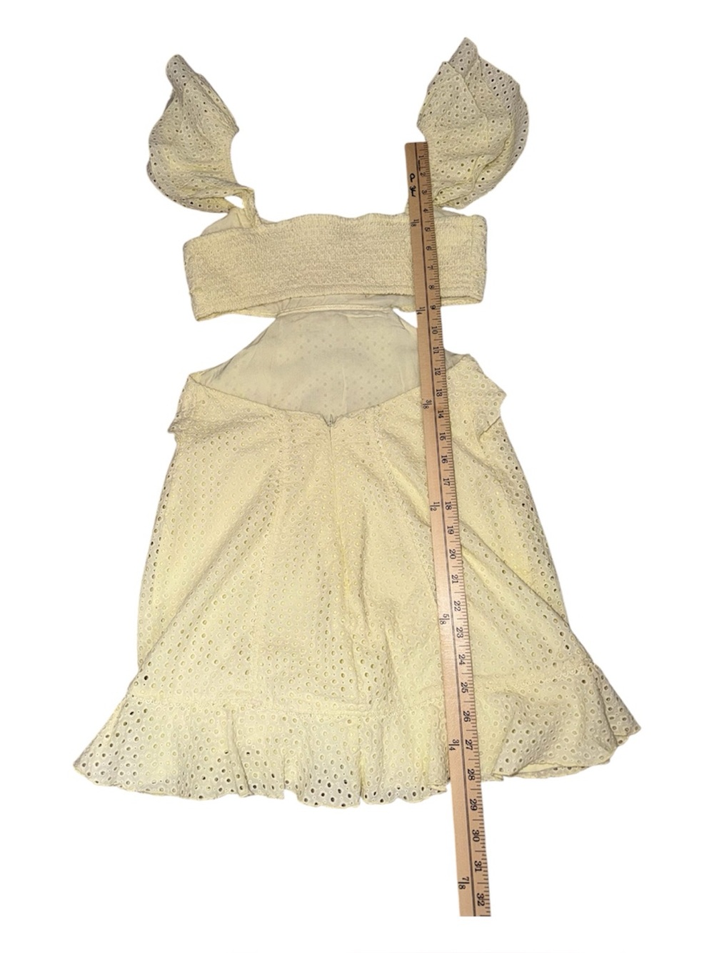 MAJORELLE Spencer Mini Ruffle Eyelet Yellow Dress Small - Picture 10 of 10